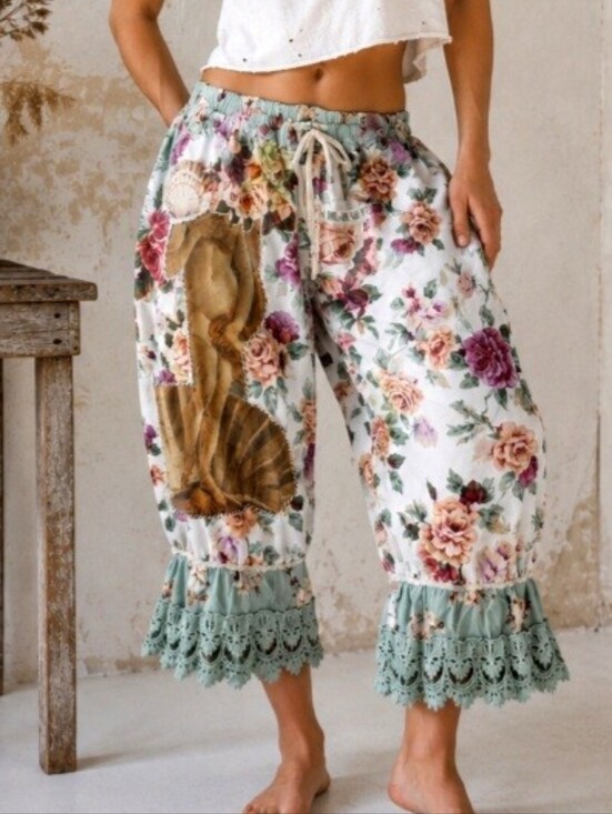 Ivana Ruzzo Pants - Bloomers Victorian Pants Vintage Cottage Ruffles Venus Patchwork Antique Lace